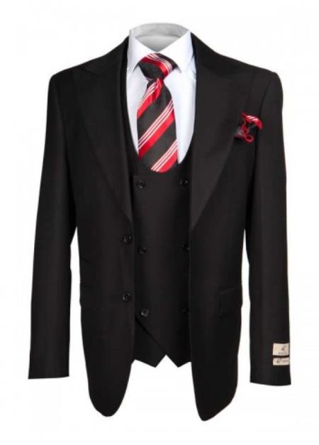 Rossiman Rossi Black Tailored Men's Dress Suit