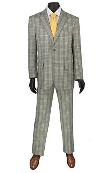 Plaid Vested Suit - Windowpane Suit