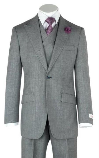 Mens Urban Gray Suit - Double Breasted Vest Pleated Pants