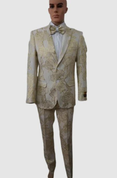 Prom Suits - Wedding Suit - Paisley Suit - Floral Suit + Matching Bowtie