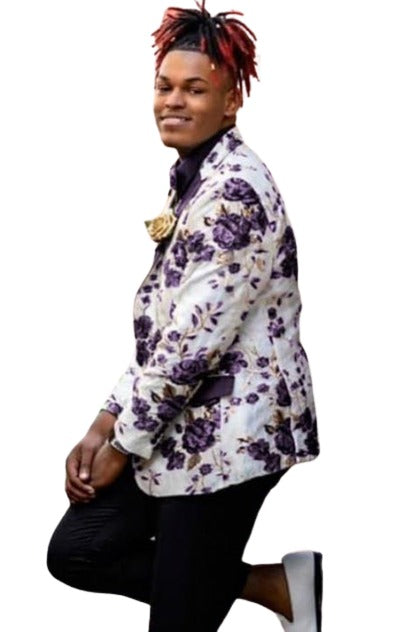 Paisley Floral Sport Coat - Prom Blazer + Matching Bowtie - Tuxedo Jacket