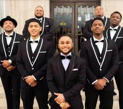 Black and White Trim Tuxedo or Black and Black Trim Vested Suit - Wedding - Prom Tuxedo