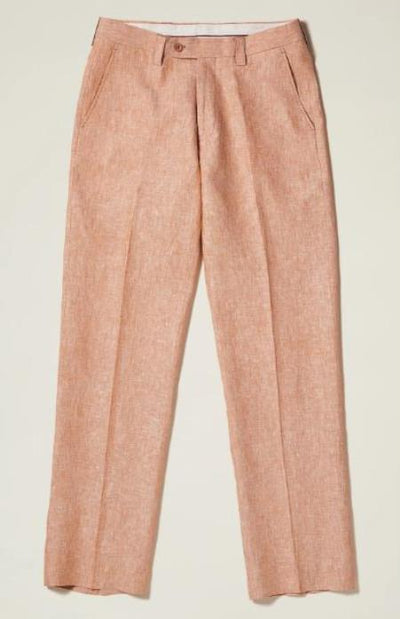 Linen Flat Front Pants — Camel Colors