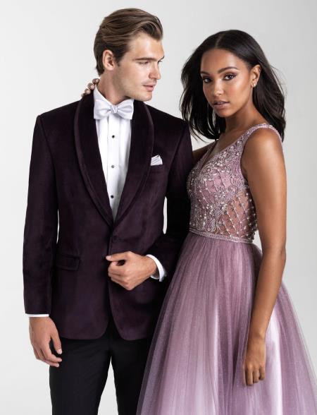 Mens Velvet Dinner Jacket - Mens Tuxedo Blazer With Trim Shawl Collar Burgundy