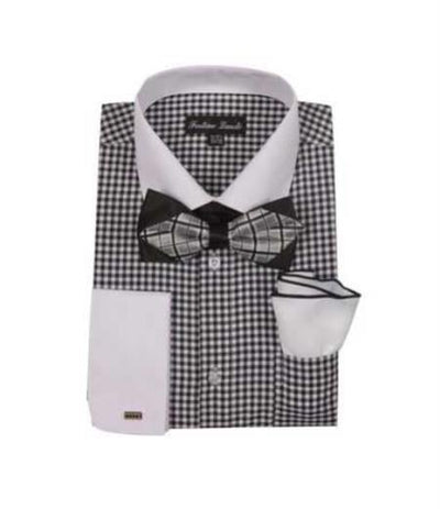 Mens Black and White Dress Shirt