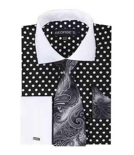 Mens Black and White Dress Shirt