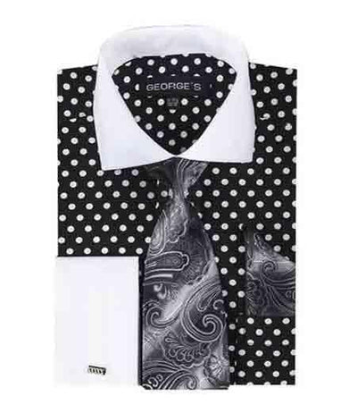 Mens Black and White Dress Shirt
