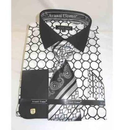 Mens Black and White Dress Shirt