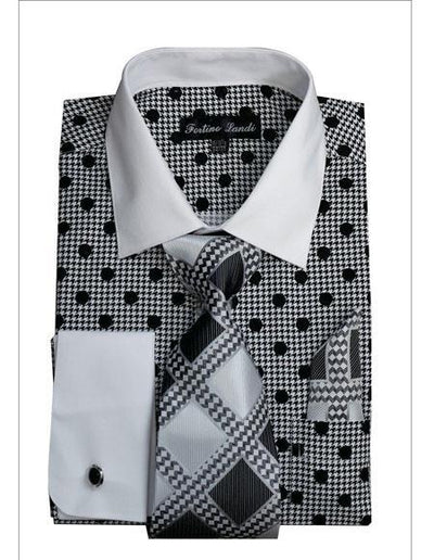 Mens Black and White Dress Shirt