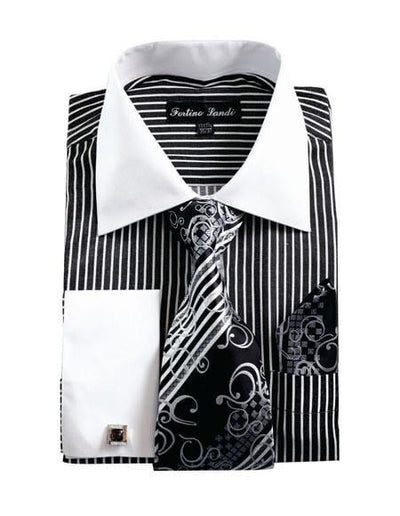 Mens Black and White Dress Shirt