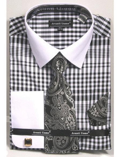 Mens Black and White Dress Shirt