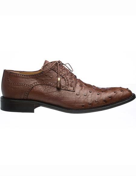 Mens Ostrich Quill Oxford Dress Shoe in Kango