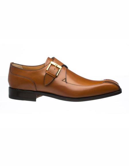 Mens Caflskin Monkstrap Dress Brown Shoe