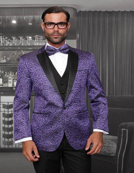 Mens Purple Tuxedo With Pants and Bowtie Package
