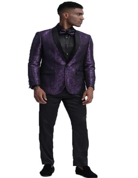 Mens Purple Tuxedo With Pants and Bowtie Package