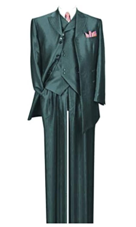 Mens Stripe High Fashion Suit with Vest and Pants Grey