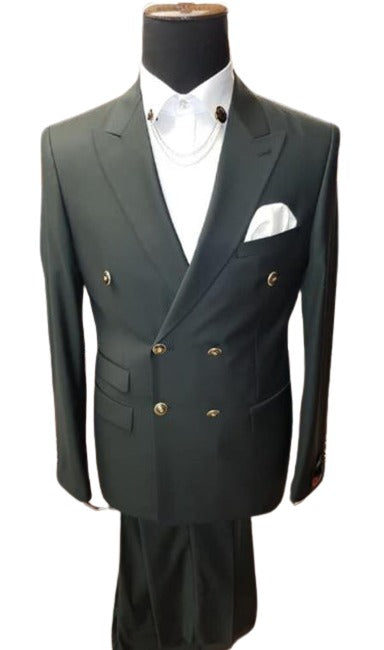 Slim Fitted Cut Mens Double Breasted Blazer - Gray Double Breasted Sport Coat