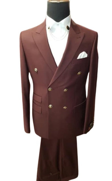 Slim Fitted Cut Mens Double Breasted Blazer - Brown Double Breasted Sport Coat