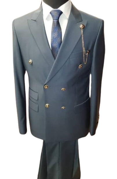 Slim Fitted Cut Mens Double Breasted Blazer - Light Grey Double Breasted Sport Coat