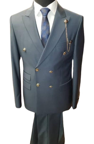 Slim Fitted Cut Mens Double Breasted Blazer - Light Grey Double Breasted Sport Coat