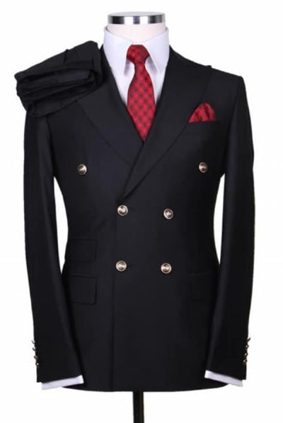 Slim Fitted Cut Mens Double Breasted Suit - Fabric - Flat Front Pants