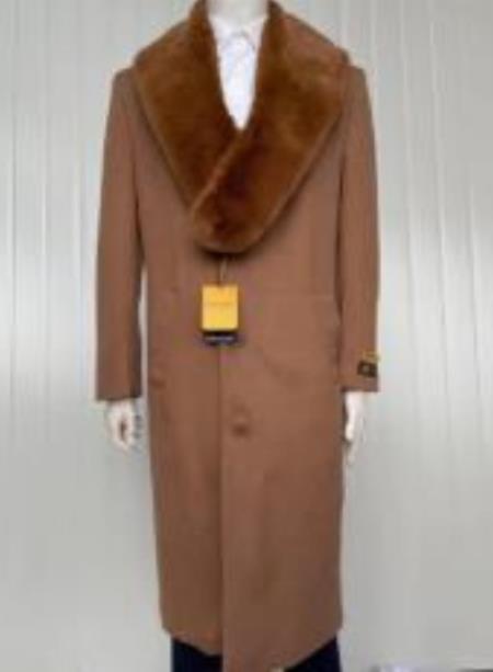 Mens Full Length and Cashmere Overcoat - Winter Topcoats - Dark Brown Coat
