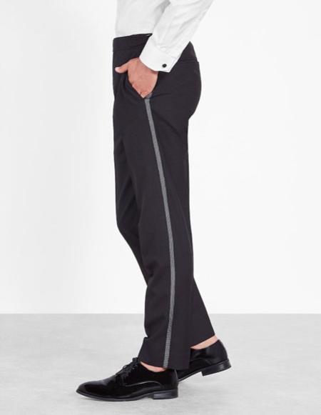 Mens Black Slim Fit Pants - Tapered fitted Black Dress Slacks