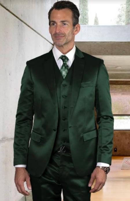 513-06 Hunter Green Suit - Emerald Green Shiny Suit - Flashy Suit