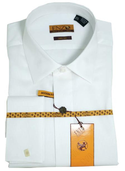 Enzo White Lay-Down Pique Tuxedo Shirt