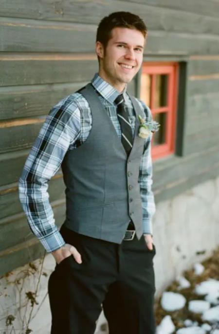 Grey Vest Black Pants