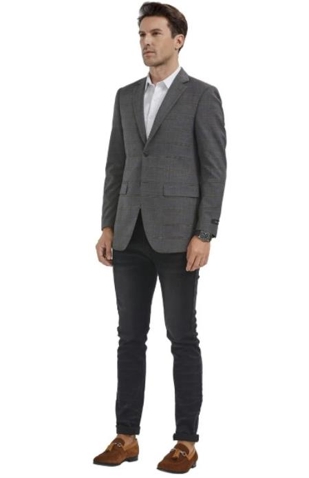 Mens Big and Tall Blazer - Big and Tall Grey ~ Tan Sport Coat