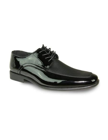 Men's Shiny Tuxedo Black Lace Up Textured Pattern Tuxedo Dress Shoe For Men Perfect For Wedding