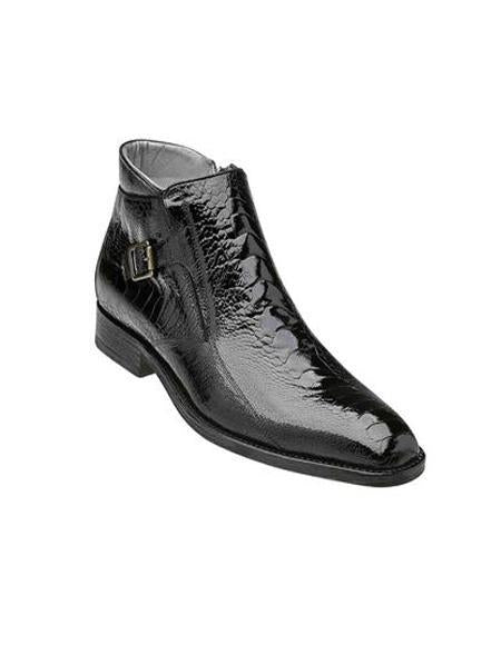 Mens Crocodile Skin Boots - Black