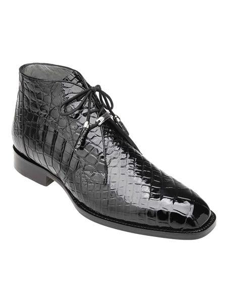 Mens Crocodile Skin Boots - Black