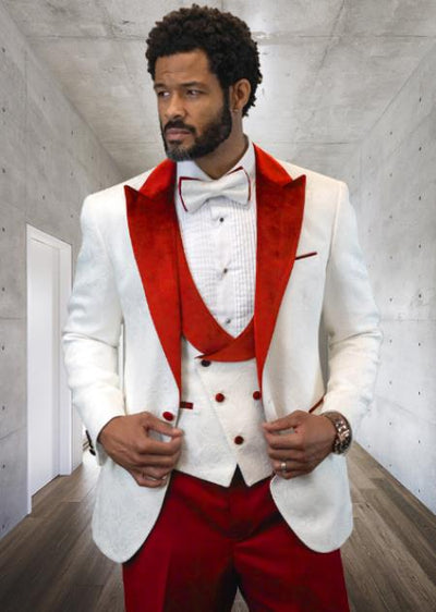 Two Toned Tuxedo With Matching Tuxedo - White and Red