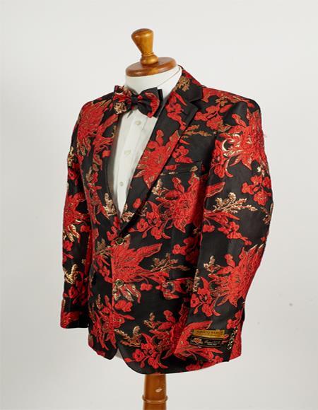Red Floral Suit - Red Floral Blazer - Red Floral Tuxedo