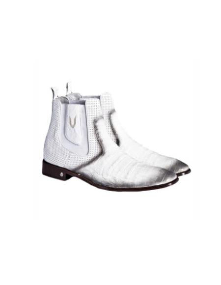 Mens White Cowboy Boot - Faded White