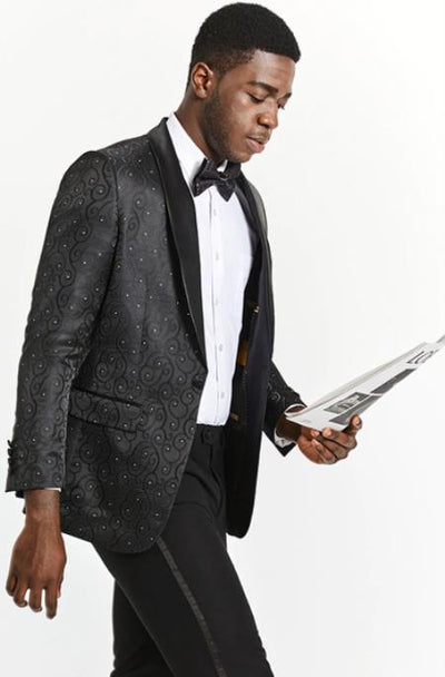 Mens One Button Black Tuxedo Blazer