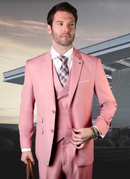 Blush Pink Suit Tuxedo Prom 2026 Wedding Vested 38 Short Jacket+32 Waist Adjustable 28to34)(Height: 5’4”To5’7”)(Neck 15-16.5)S-M)