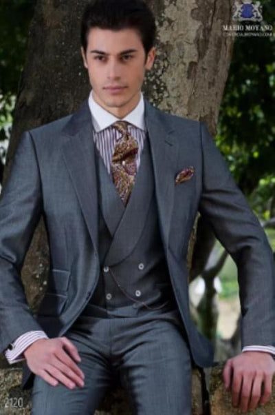 Mens Suits with Double Breasted Vest - Single Button Peak Lapel "Gray" Suits