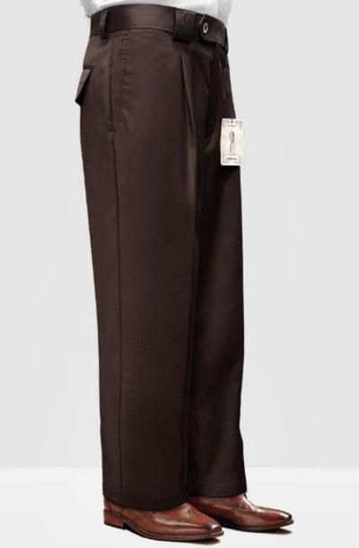 Mens Pant - Pleated Wide Leg - Brown