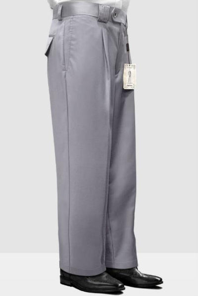 Mens Pant - Pleated Wide Leg - Grey