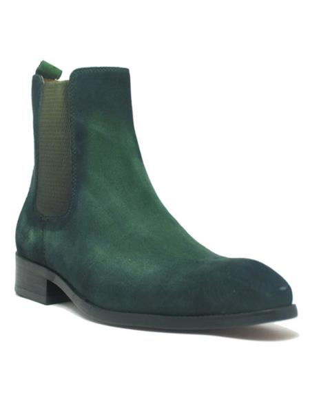 Carrucci Olive Leather Suede Mens Chelsea Boot