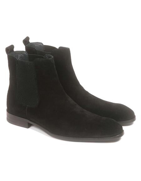 Carrucci Black Leather Suede Men’s Chelsea Boot