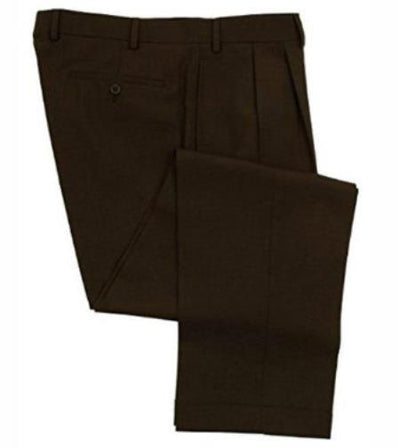 Mens Double Pleated Trousers - Double Pleated Dress Pants - Slacks Brown