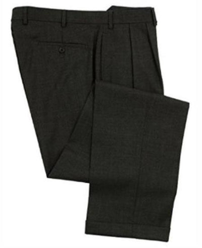 Mens Double Pleated Trousers - Double Pleated Dress Pants - Slacks Charcoal