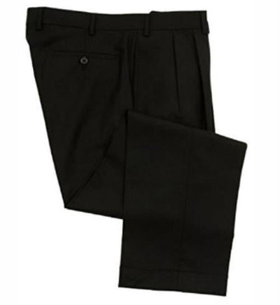 Mens Double Pleated Trousers - Double Pleated Dress Pants - Slacks Black
