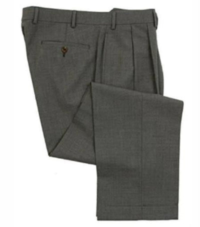 Mens Double Pleated Trousers - Double Pleated Dress Pants - Slacks Medium Grey