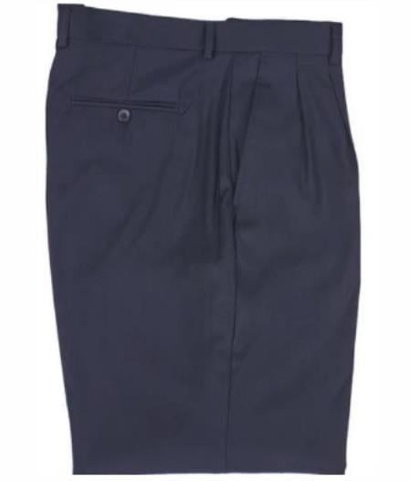 Mens Double Pleated Trousers - Double Pleated Dress Pants - Slacks Navy