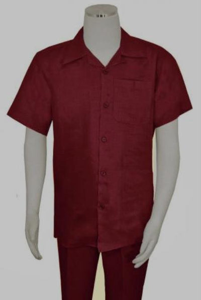 Mens Linen Walking Suit - "Burgundy" Summer Outfit - Mens Linen Suit